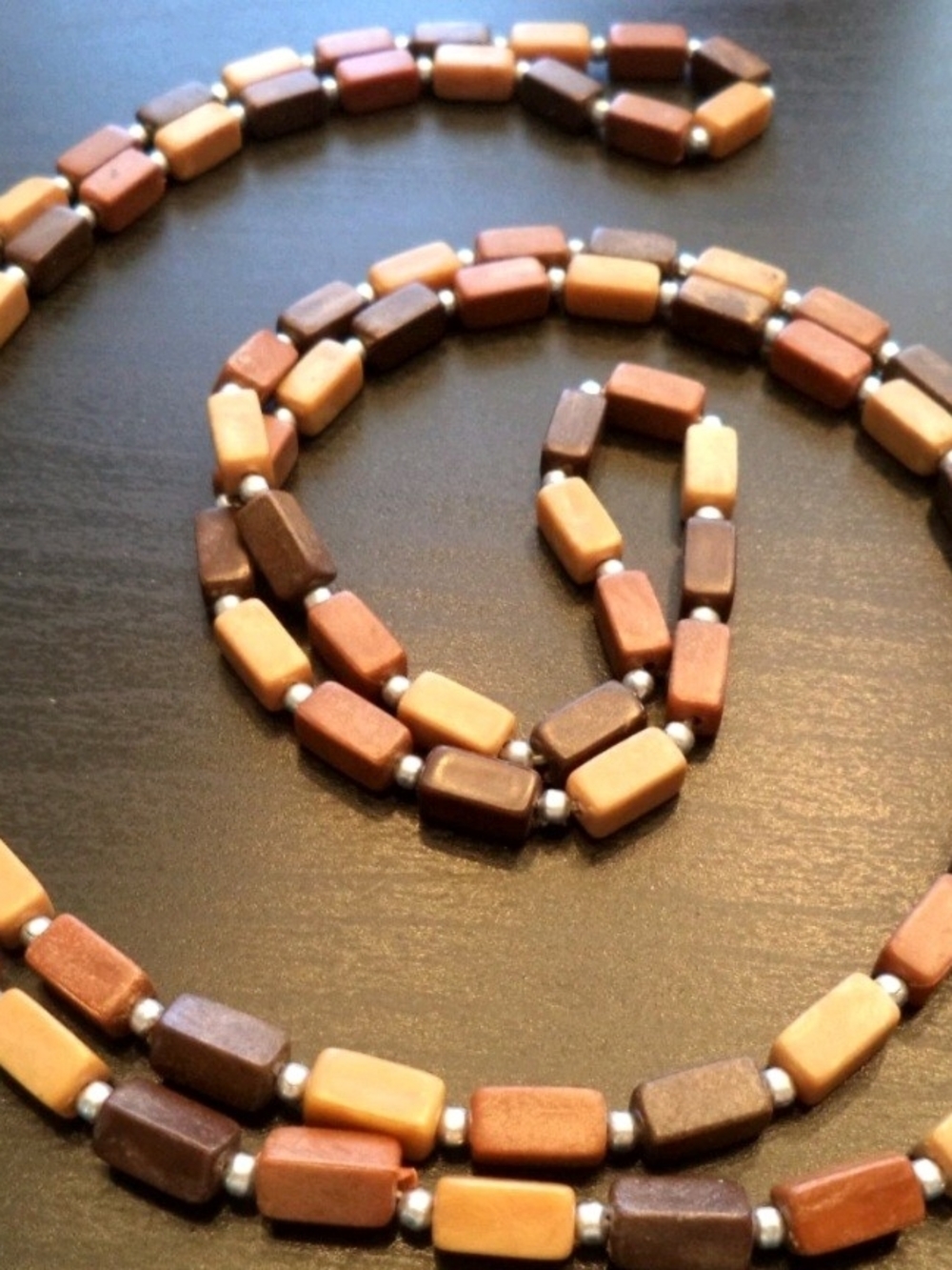 Estate Opera Earth Tone Bead Necklace